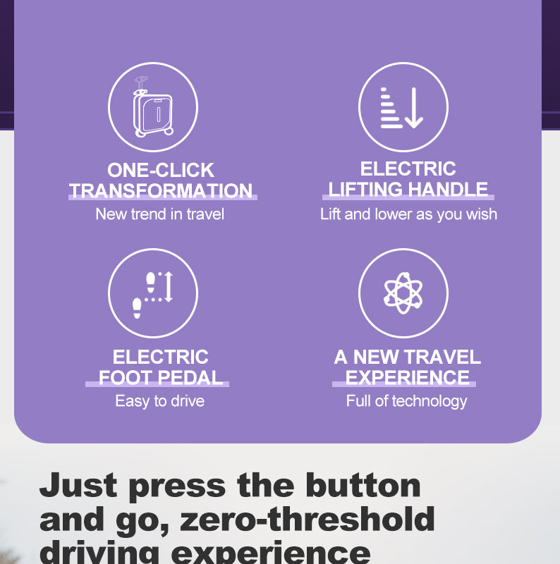 Introducing the BEKE electric luggage featuring ONE-CLICK TRANSFORMATION, ELECTRIC LIFTNG HANDLE, ELECTRIC FOOT PEDAL